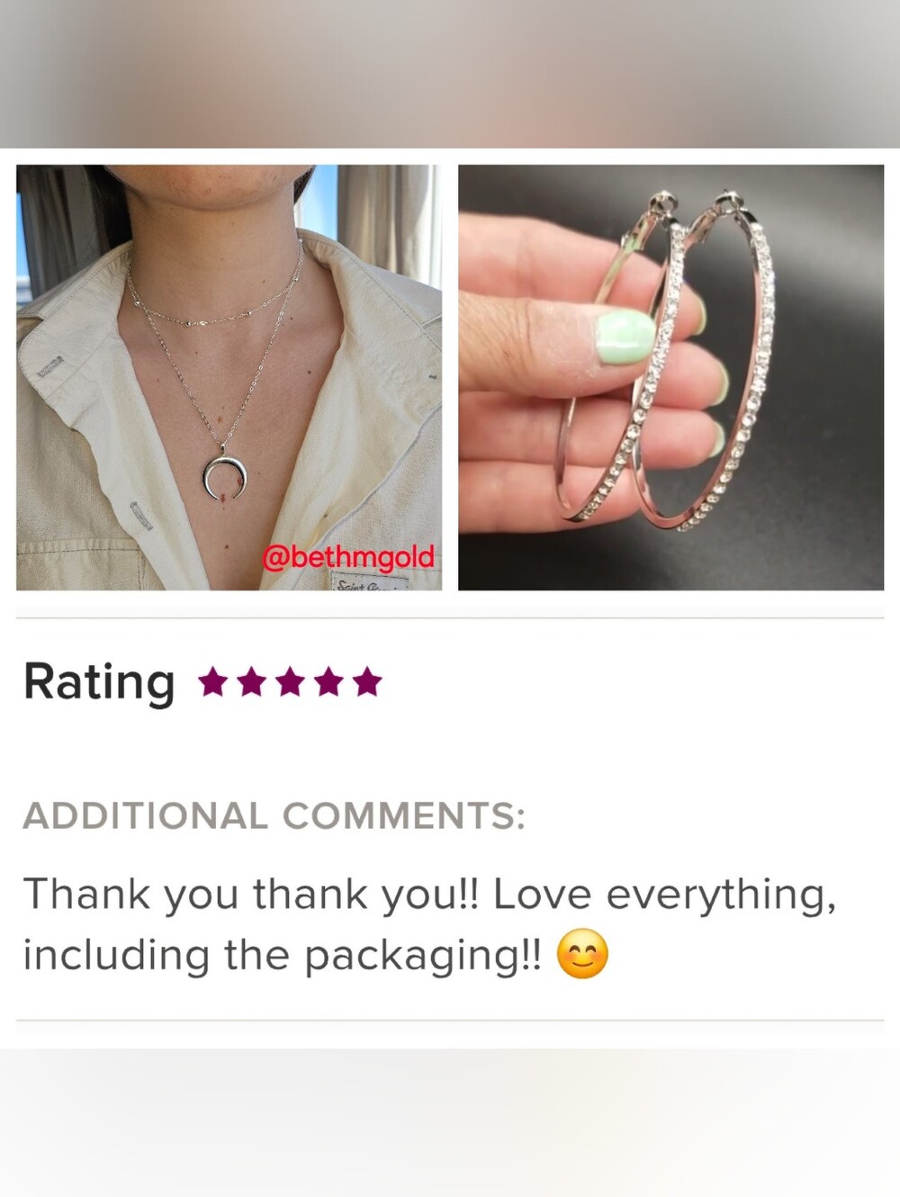 SEE NEW LISTING Rose Gold Rhinestone Hoop Earrings - Picture 3 of 12